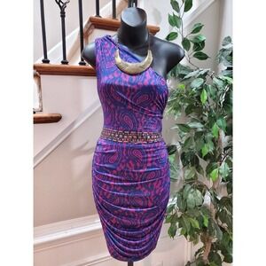 Kouture By Kimora Purple One Shoulder Polyester Knee Length Dress Large